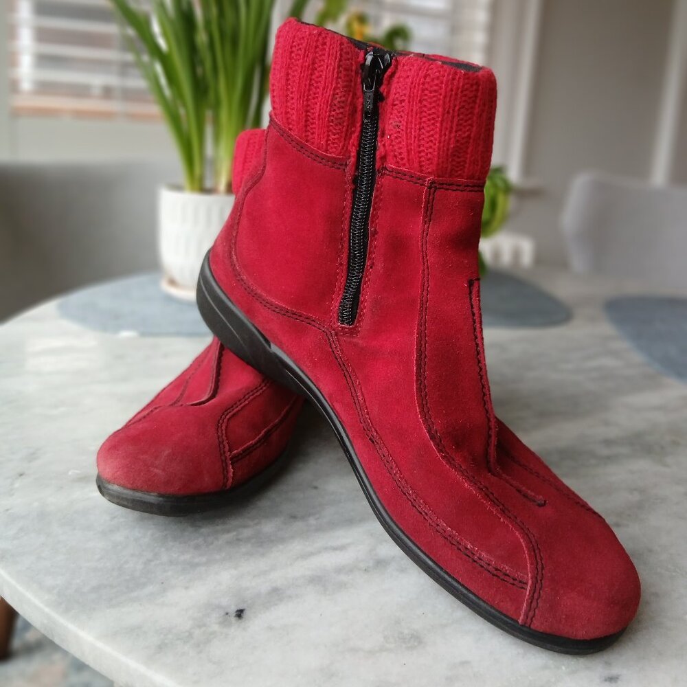Red Suede Booties by Rohde, Made in Gernamny, Size 9